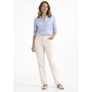 Chico’s White Platinum Denim Womens 0.5 Straight Leg Jeans Regular Stretch 28x29